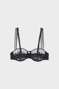 ETAM Sujetador N.9 - Balconnet con detalles bordados NEGRO