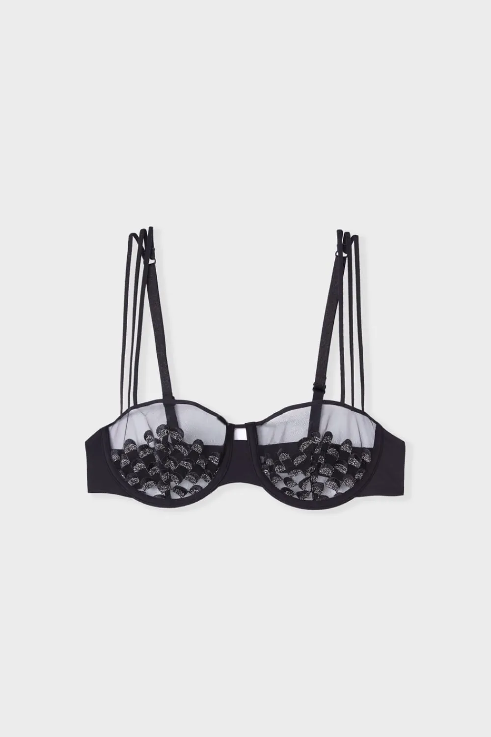 ETAM Sujetador N.9 - Balconnet con detalles bordados NEGRO