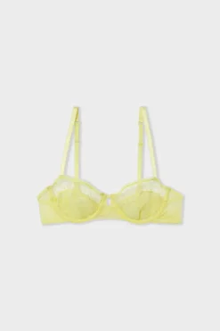 Sale ETAM Sujetador N.9 - Balconnet con bordado AMARILLO PÁLIDO.