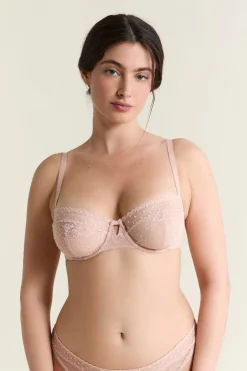 Best ETAM Sujetador N.9 - Balconnet con bordado rosa nude