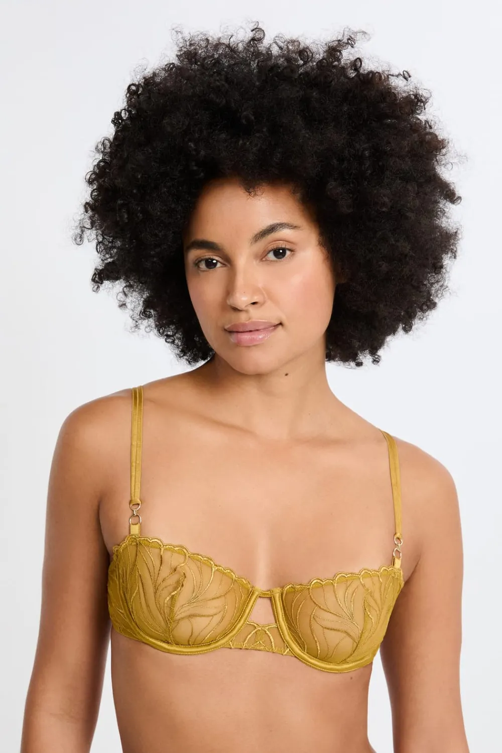 Sale ETAM Sujetador N.9 - Balconnet con bordado floral AMARILLO ÁCIDO