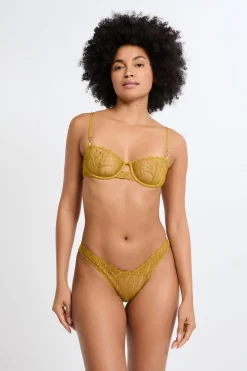 Sale ETAM Sujetador N.9 - Balconnet con bordado floral AMARILLO ÁCIDO