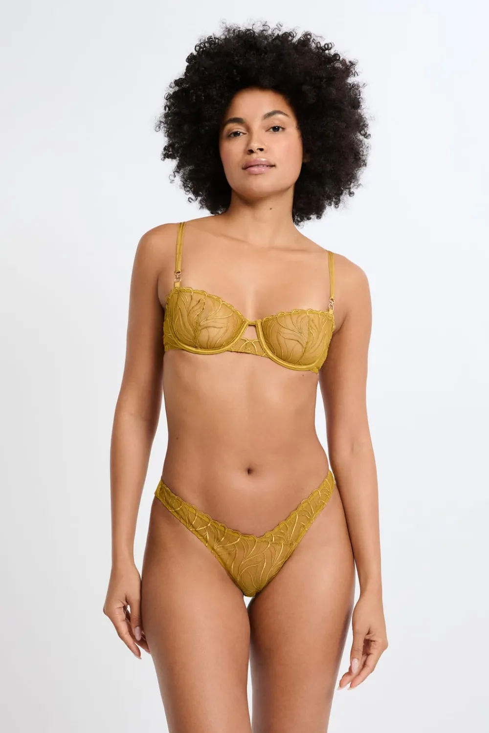 Sale ETAM Sujetador N.9 - Balconnet con bordado floral AMARILLO ÁCIDO