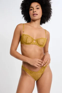 Sale ETAM Sujetador N.9 - Balconnet con bordado floral AMARILLO ÁCIDO