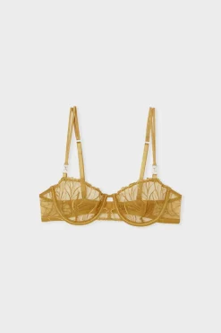 Sale ETAM Sujetador N.9 - Balconnet con bordado floral AMARILLO ÁCIDO