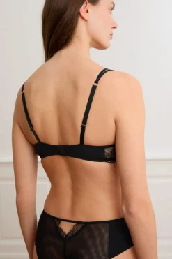Outlet ETAM Sujetador N.9 - Balconnet de encaje con tirantes dobles NEGRO