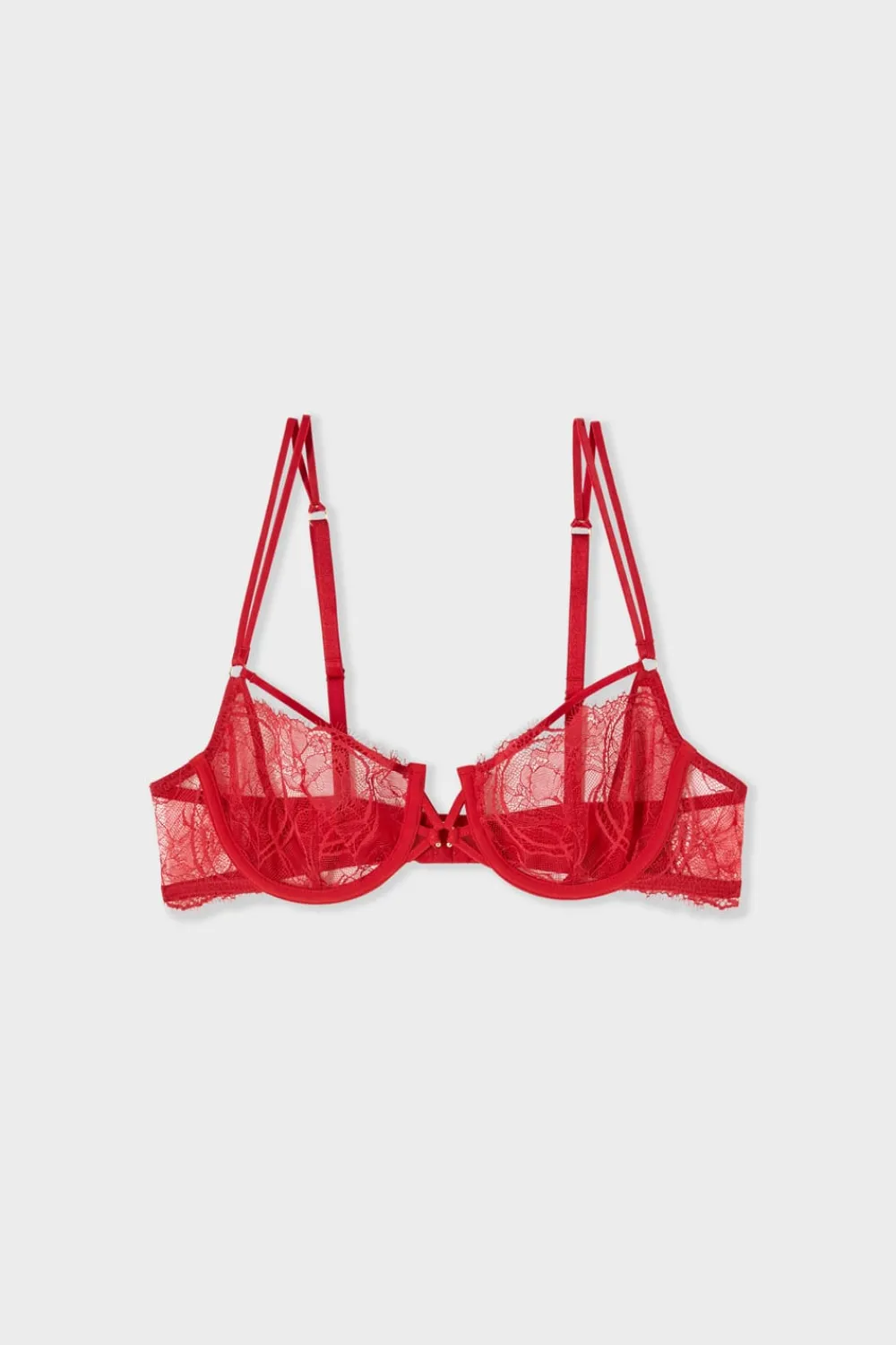 Clearance ETAM Sujetador N.9 - Balconnet de encaje con tirantes dobles ROJO
