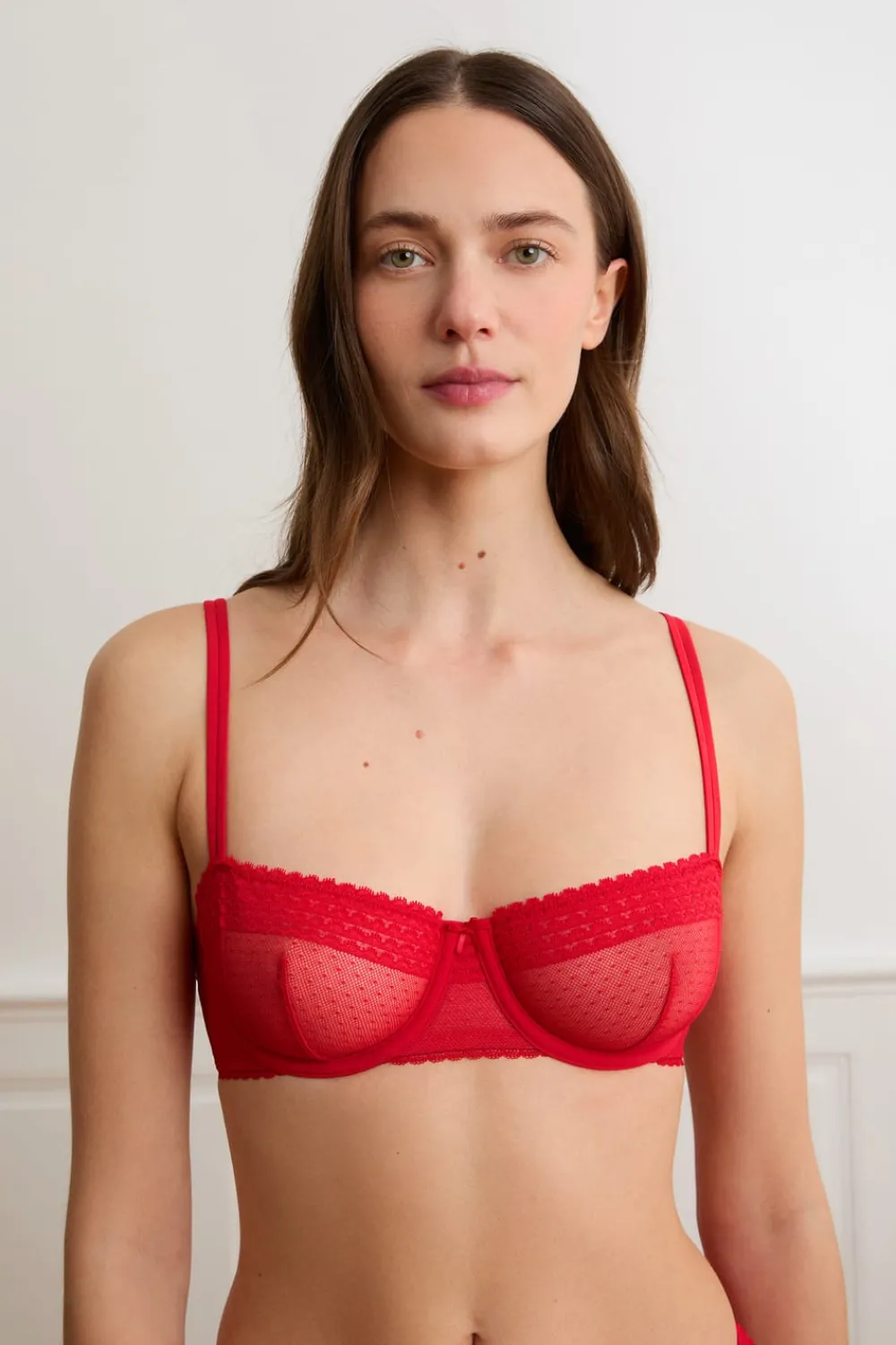 Outlet ETAM Sujetador N.9 - Balconnet de encaje ROJO