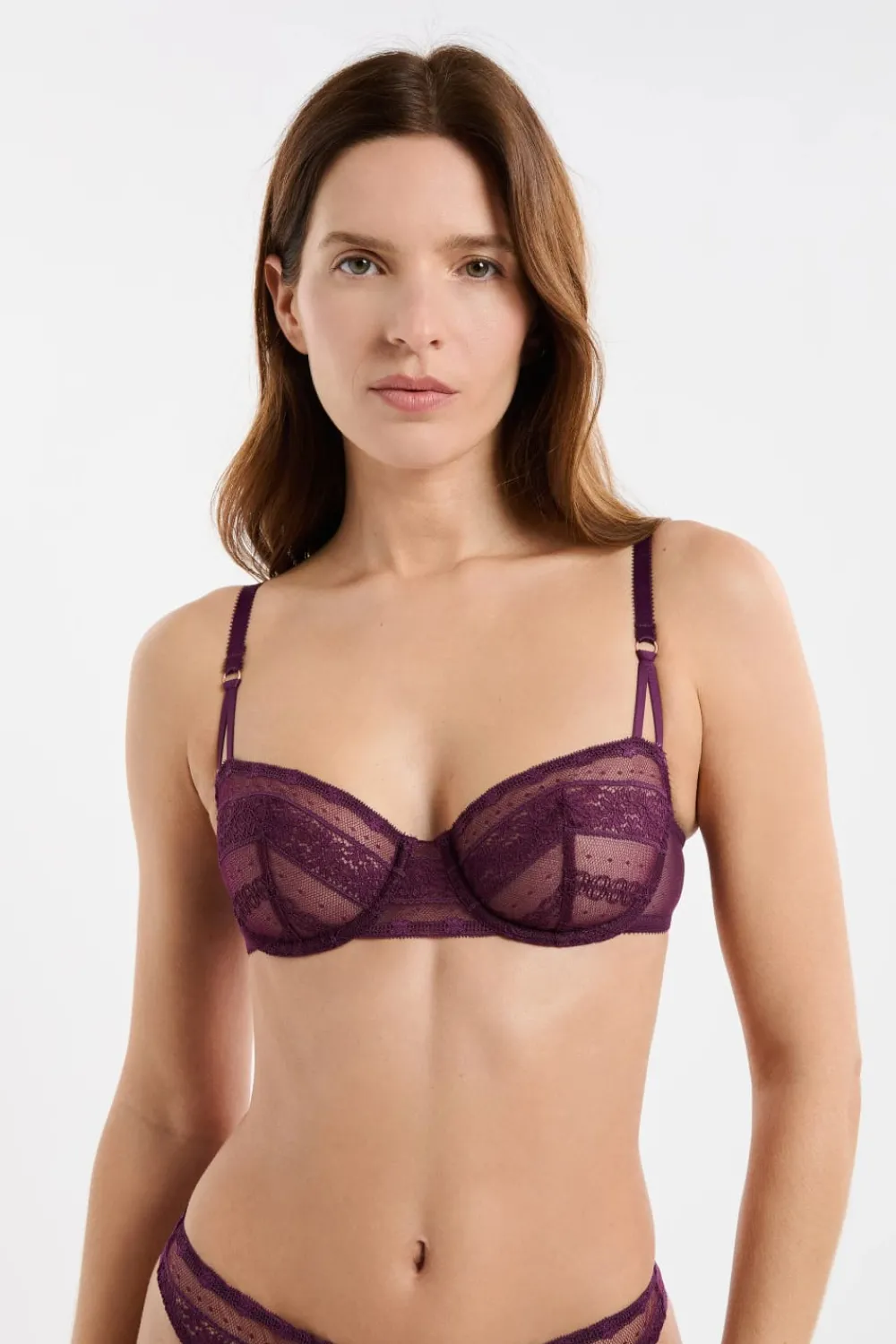 New ETAM Sujetador N.9 - Balconnet de encaje MORADO