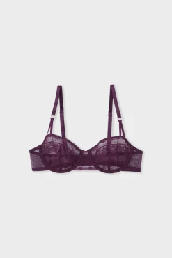 New ETAM Sujetador N.9 - Balconnet de encaje MORADO