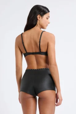 Sale ETAM Sujetador N.9 - Balconnet de cuero NEGRO