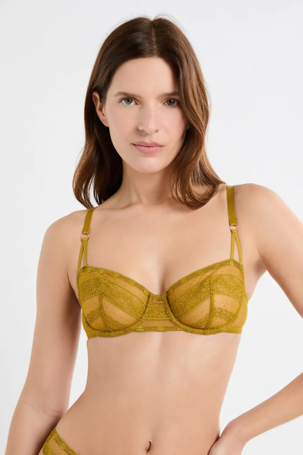 Discount ETAM Sujetador N.9 - Balconnet de encaje AMARILLO ÁCIDO