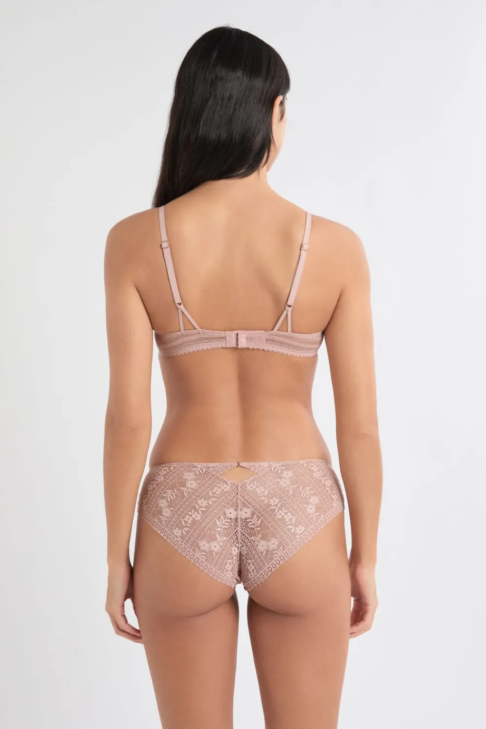 Discount ETAM Sujetador N.4 - Copas finas de encaje tejido brillante ROSA EMPOLVADO