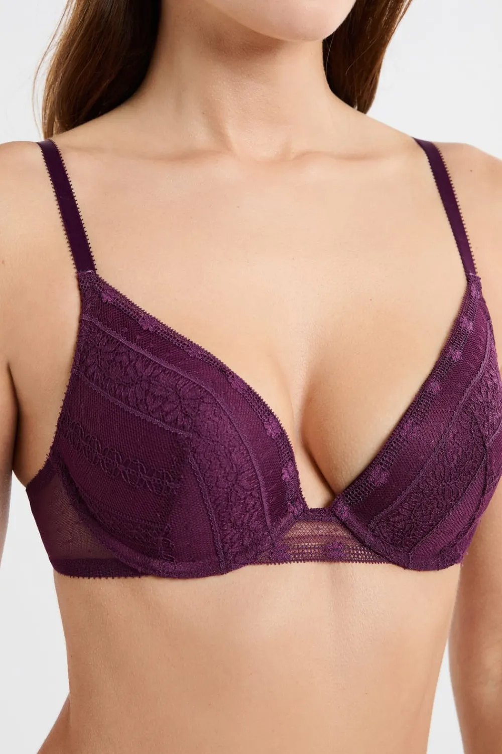 Online ETAM Sujetador N.2 - El push-up escote pronunciado de encaje MORADO