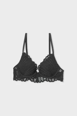 ETAM Sujetador N.2 - El push-up escote pronunciado con bordados NEGRO
