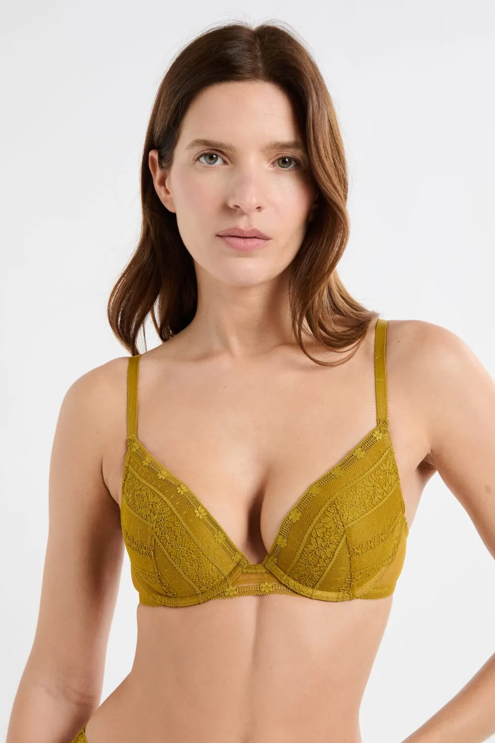 Hot ETAM Sujetador N.2 - El push-up escote pronunciado de encaje AMARILLO ÁCIDO