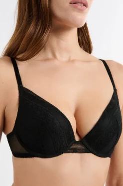 Outlet ETAM Sujetador N.2 - El push-up escote pronunciado de encaje NEGRO