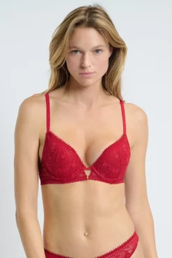 Outlet ETAM Sujetador N.2 - Push-up escotado de encaje ROJO