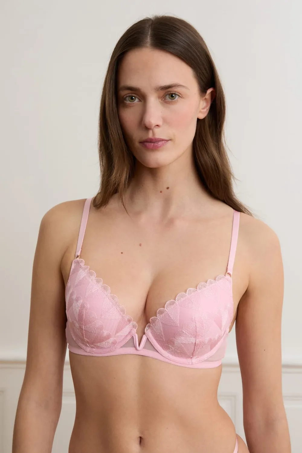 Online ETAM Sujetador N.2 - Push-up escote pronunciado con bordado de corazones ROSA
