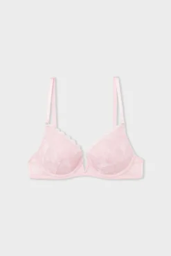 Online ETAM Sujetador N.2 - Push-up escote pronunciado con bordado de corazones ROSA