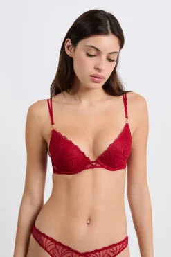 Discount ETAM Sujetador N.2 - Push-up escotado con detalles bordados ROJO