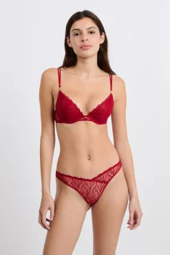 Discount ETAM Sujetador N.2 - Push-up escotado con detalles bordados ROJO