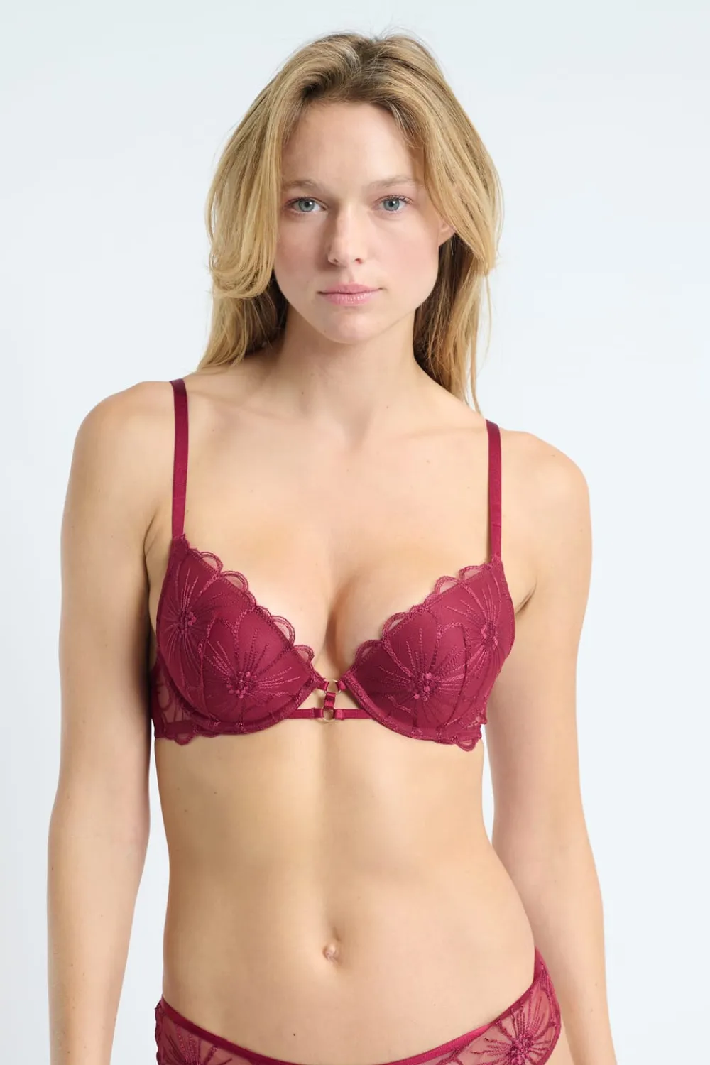 Hot ETAM Sujetador N.2 - Push-up escotado con detalles bordados BURDEOS GRANATE