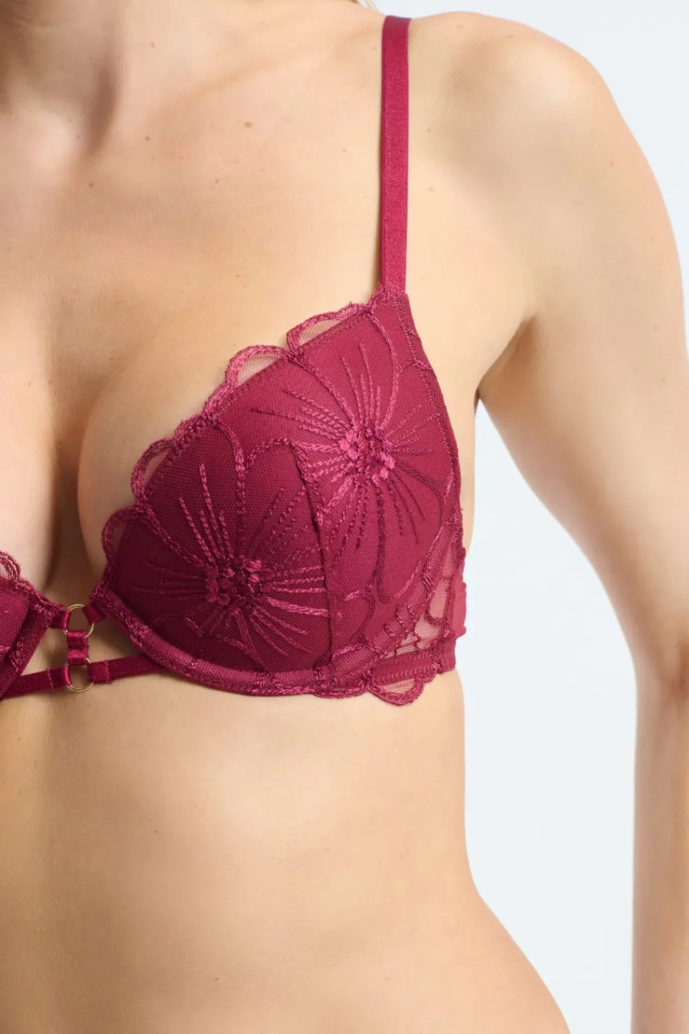 Hot ETAM Sujetador N.2 - Push-up escotado con detalles bordados BURDEOS GRANATE