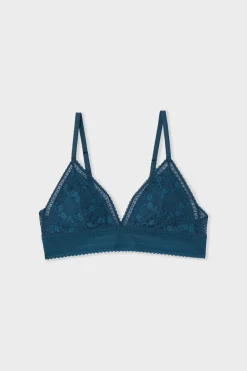 Discount ETAM Sujetador N.8 - Triángulo sin aros de encaje AZUL TINTA