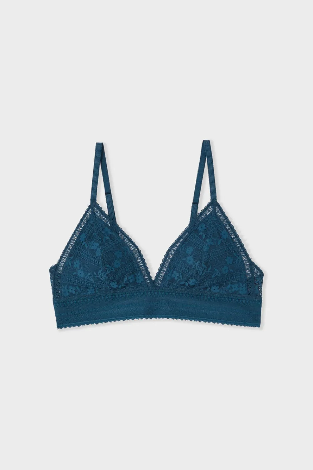 Discount ETAM Sujetador N.8 - Triángulo sin aros de encaje AZUL TINTA