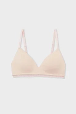 Clearance ETAM Sujetador sin aros de copa fina de algodón ROSA PÁLIDO
