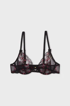 Sale ETAM Sujetador sin relleno de tul bordado NEGRO