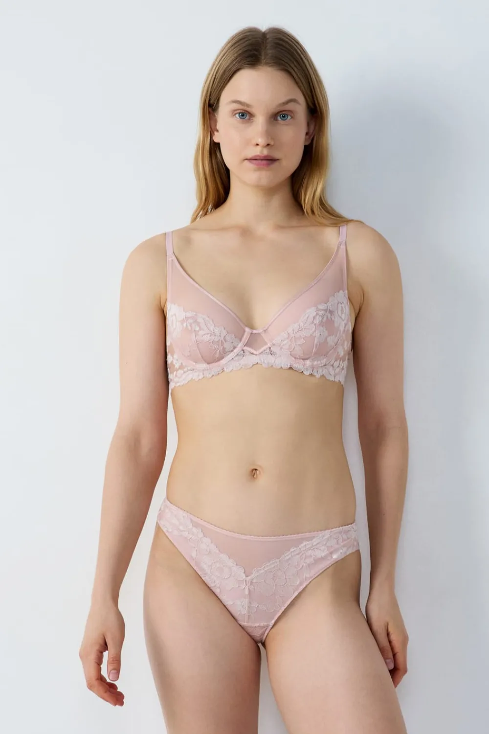 Hot ETAM Sujetador sin relleno de encaje y tul ROSA EMPOLVADO