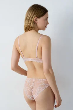 Hot ETAM Sujetador sin relleno de encaje y tul ROSA EMPOLVADO