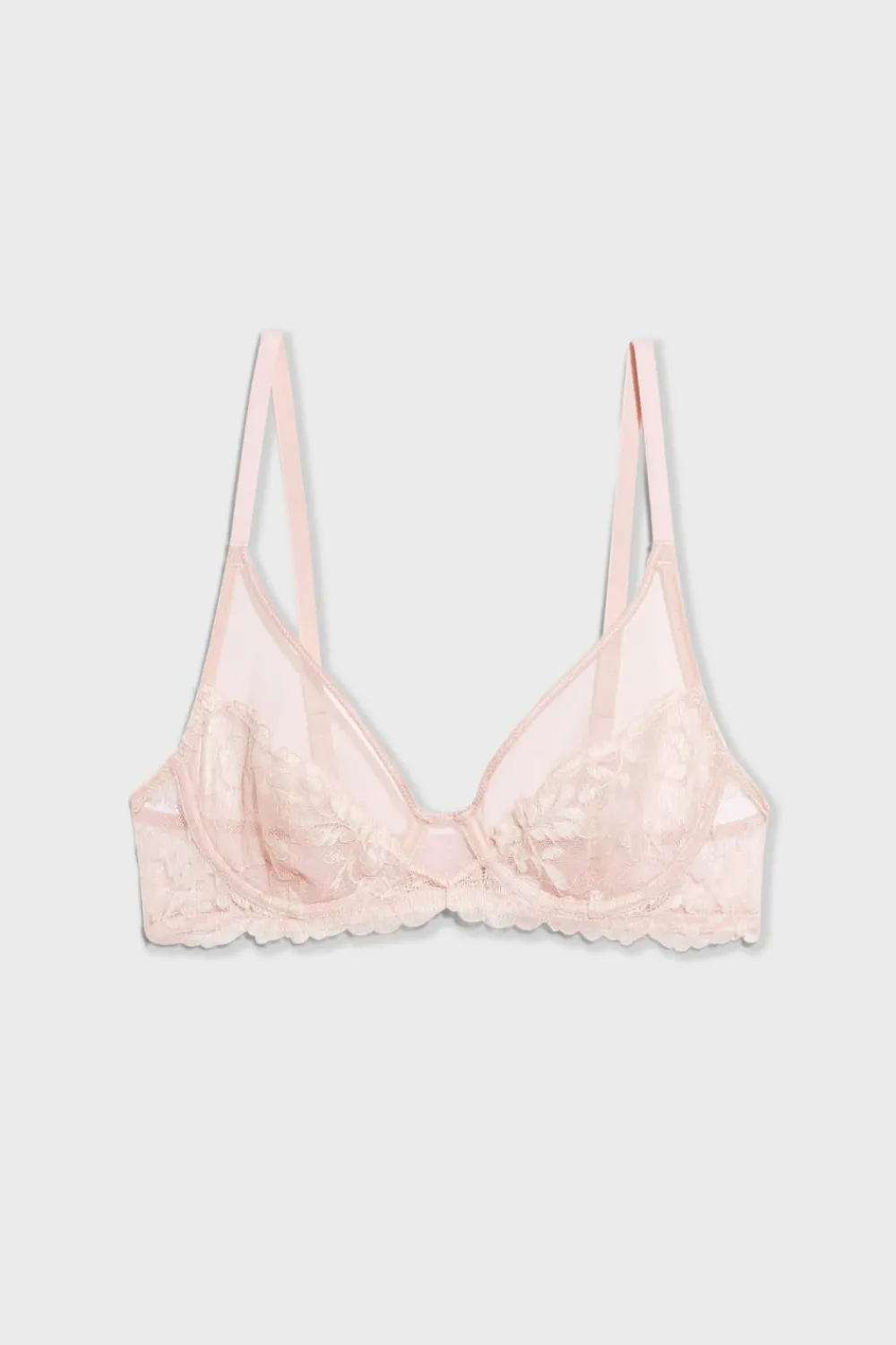 Hot ETAM Sujetador sin relleno de encaje y tul ROSA EMPOLVADO