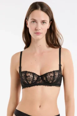 New ETAM Sujetador sin relleno de tul y satén NEGRO