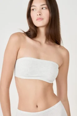 Clearance ETAM Sujetador sin tirantes sin aros de algodón orgánico elástico PLATA