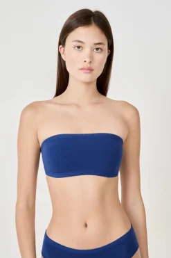 Best ETAM Sujetador sin tirantes sin aros de algodón orgánico elástico AZUL MARINO