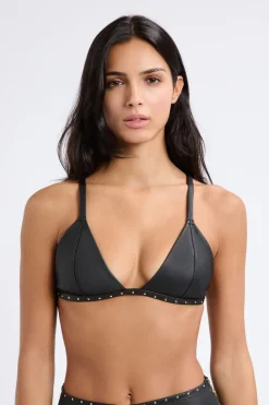Hot ETAM Sujetador triangular de cuero NEGRO
