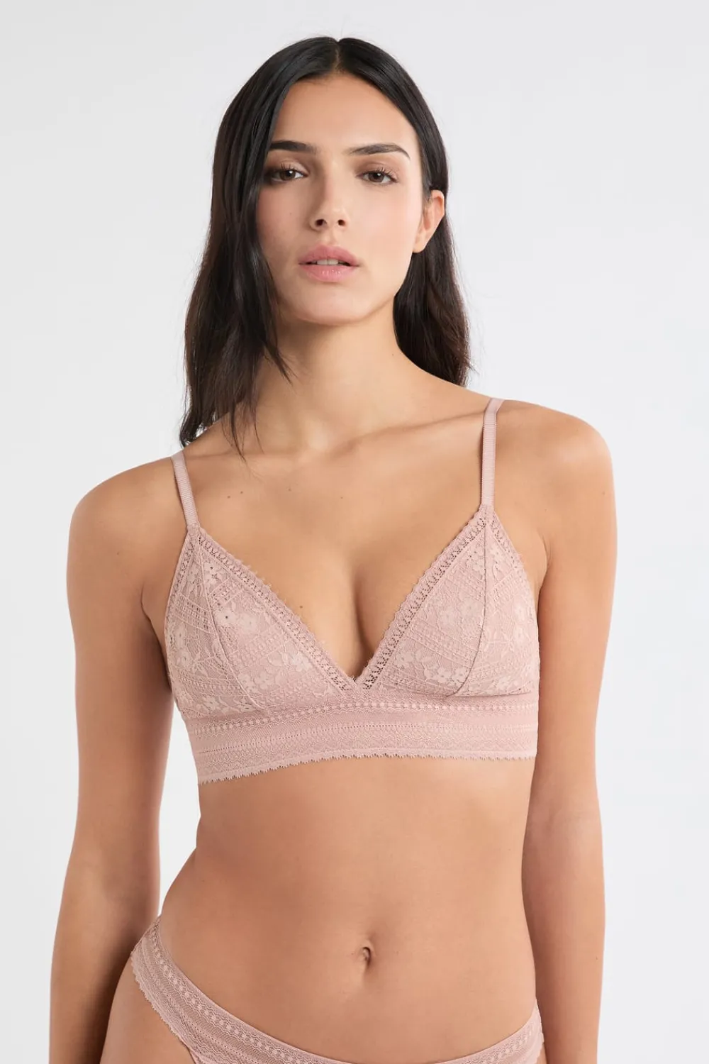 Outlet ETAM Sujetador triangular de encaje ROSA EMPOLVADO