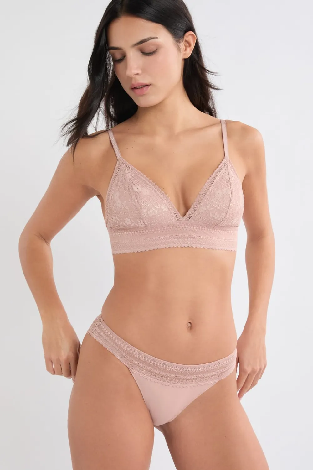Outlet ETAM Sujetador triangular de encaje ROSA EMPOLVADO