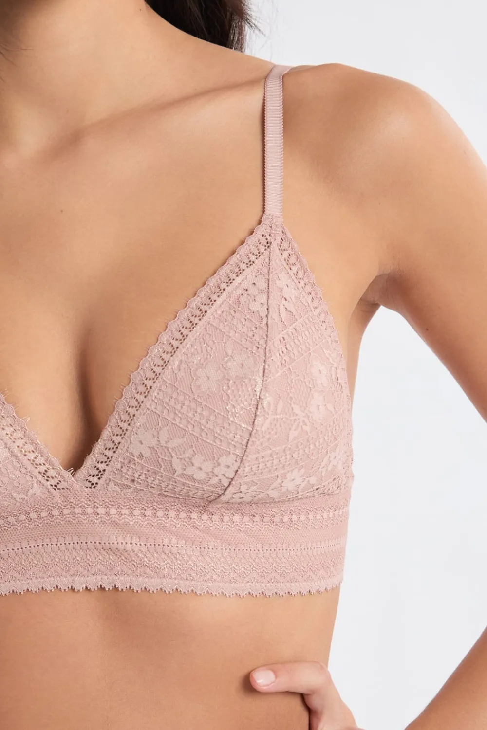 Outlet ETAM Sujetador triangular de encaje ROSA EMPOLVADO