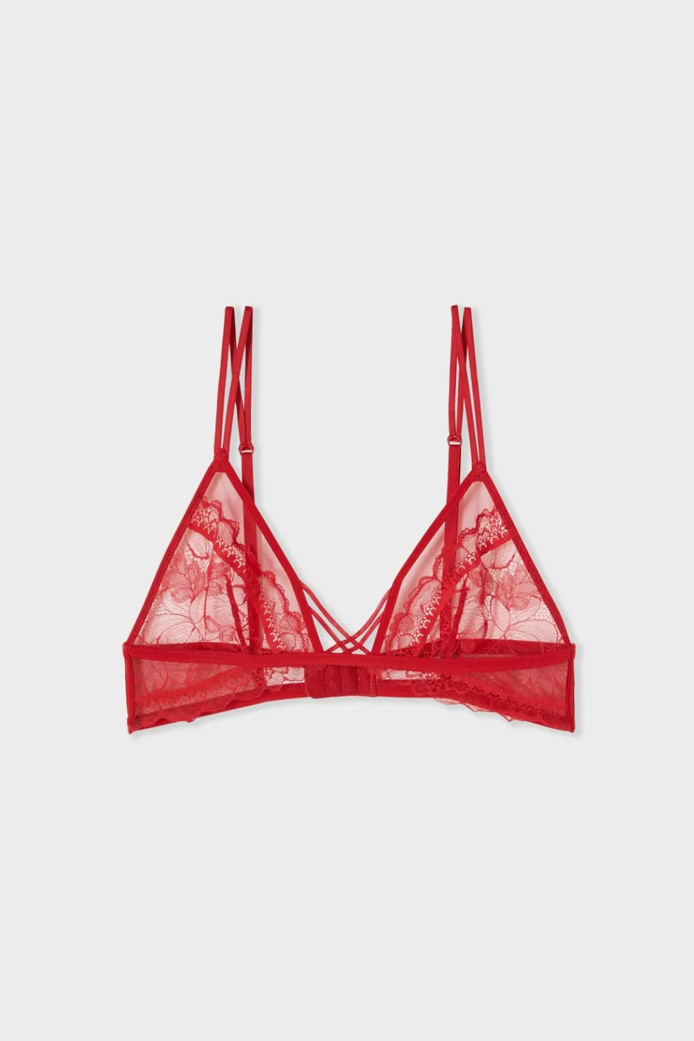 Discount ETAM Sujetador triangular de encaje con tirantes dobles ROJO