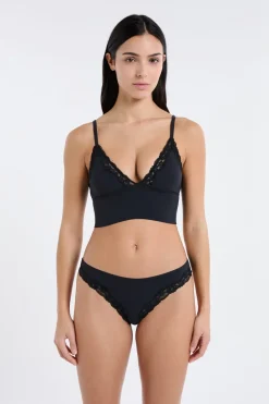 Discount ETAM Sujetador triangular de microfibra y encaje NEGRO