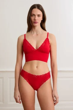Online ETAM Sujetador triangular de microfibra y encaje ROJO