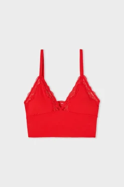 Online ETAM Sujetador triangular de microfibra y encaje ROJO