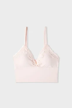 Discount ETAM Sujetador triangular de microfibra y encaje ROSA EMPOLVADO