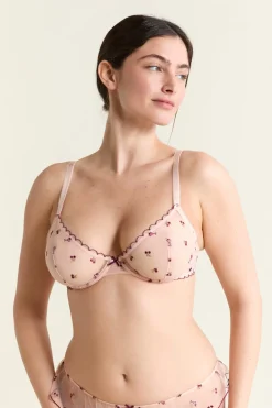 Online ETAM Sujetador triangular de tul con estampado BLUSH