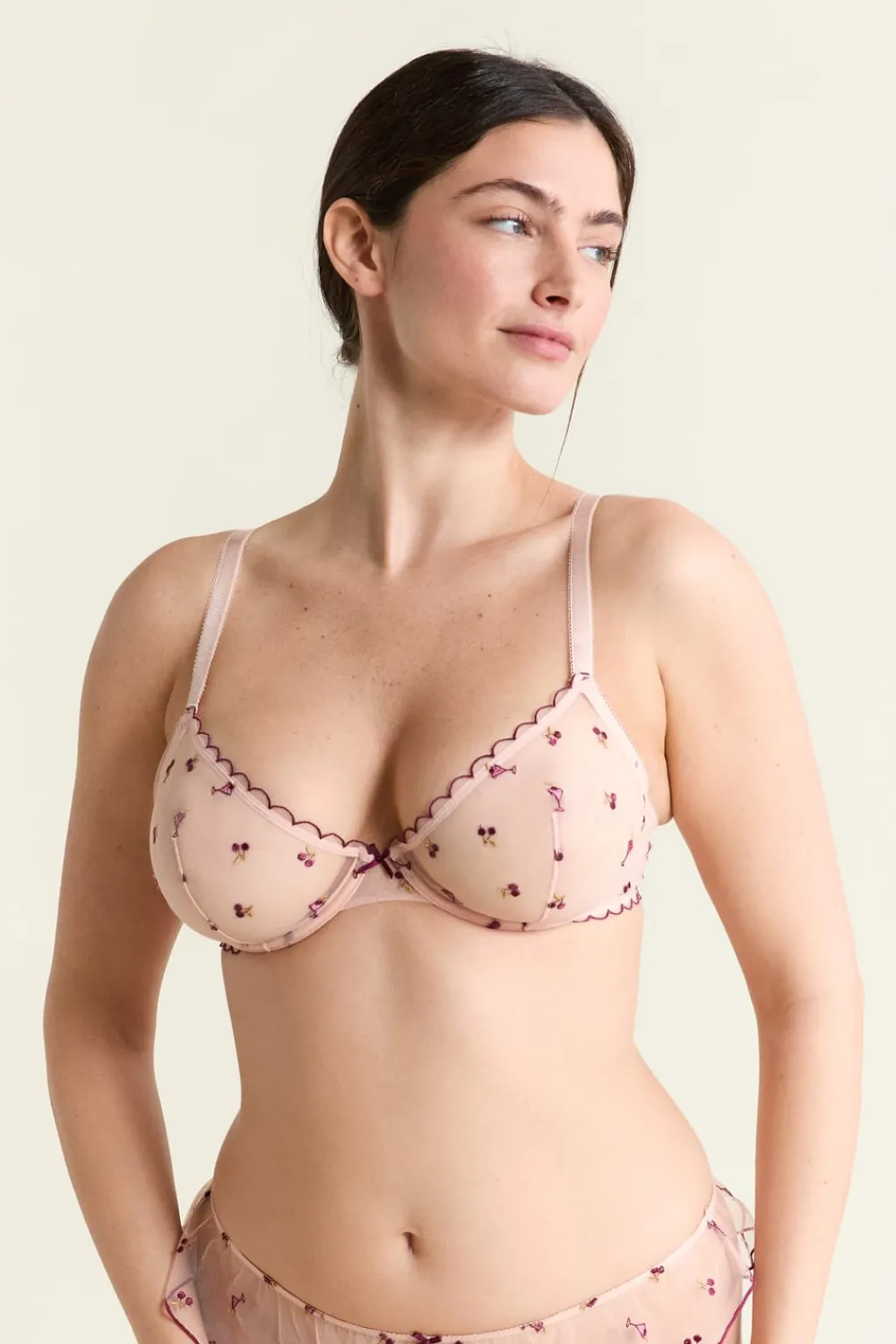 Online ETAM Sujetador triangular de tul con estampado BLUSH