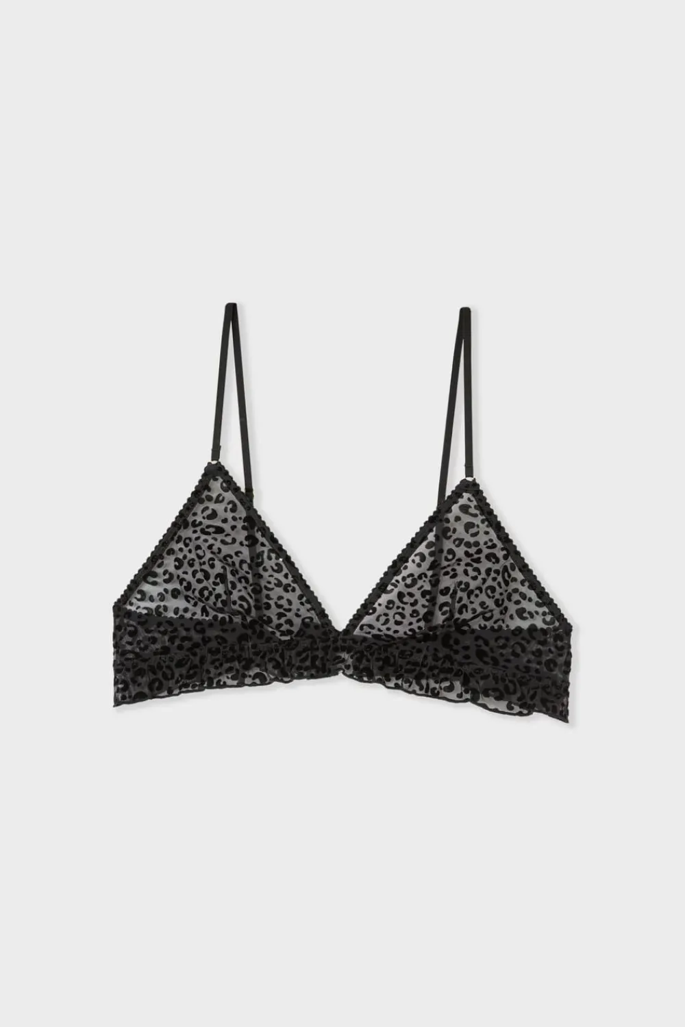 Best ETAM Sujetador triangular de tul con estampado de leopardo NEGRO